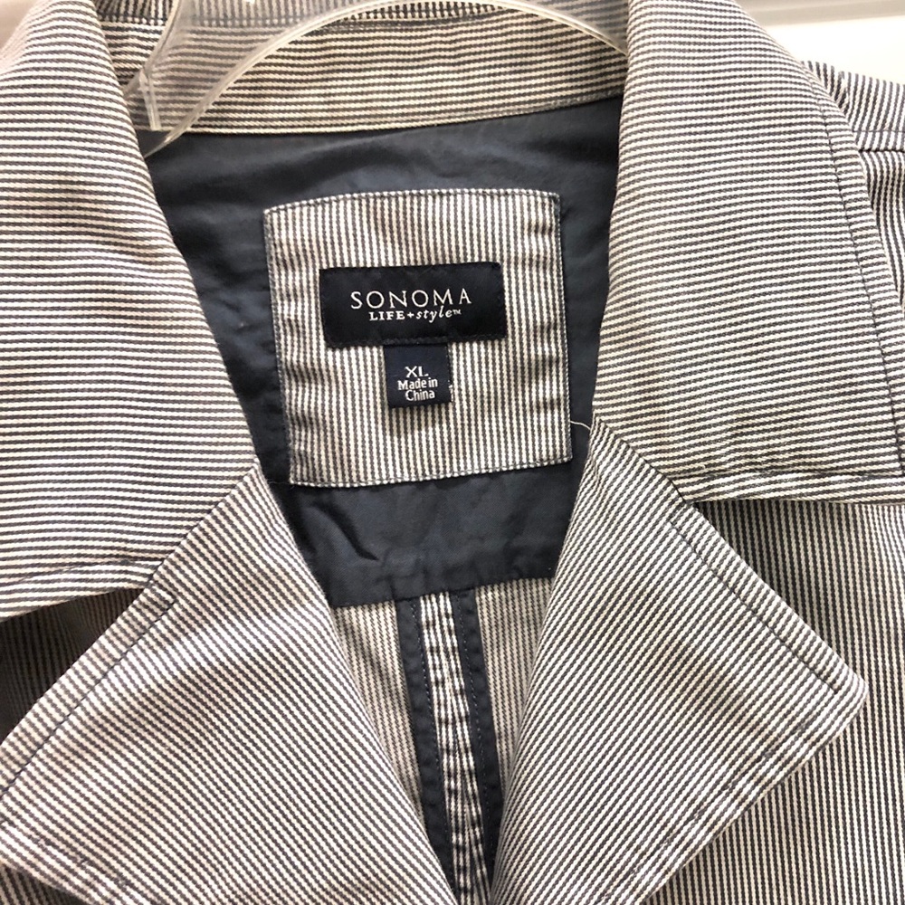 Denim Pinstripe XL Belted Trench - Picture 2 of 5